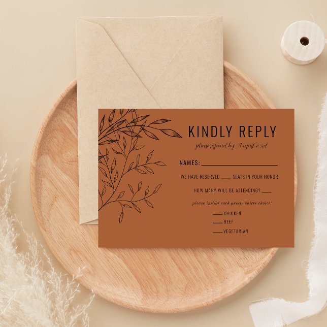 Tarjeta De Confirmación De Asistencia Delicate Foliage | Terracota | (Subido por el creador)