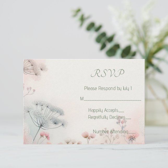 Tarjeta De Confirmación De Asistencia Delicate Queen Anne's Lace (Anverso de pie)