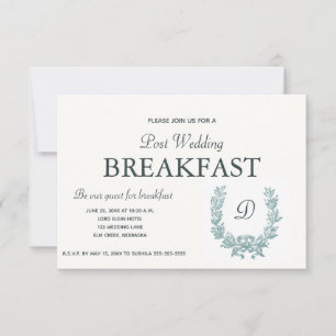 Tarjeta De Confirmación De Asistencia Desayuno Corona Francesa Verde Salvia Vintage