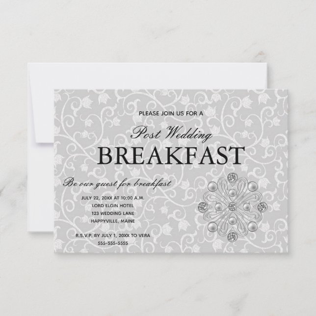Tarjeta De Confirmación De Asistencia Desayuno Romantic Elegance Post Boda (Anverso)