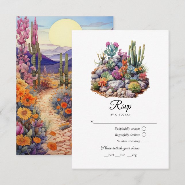 Tarjeta De Confirmación De Asistencia Desert Hues Floral Boda (Anverso / Reverso)