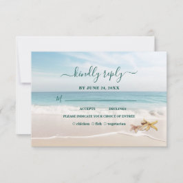 Tarjeta De Confirmación De Asistencia Destino Romántico Boda de Playa con Estrellas de M