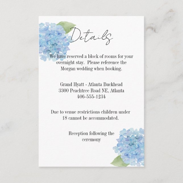 Tarjeta De Confirmación De Asistencia Details Card Wedding Hydrangea (Anverso)
