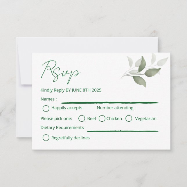 Tarjeta De Confirmación De Asistencia detalle de la hoja (Anverso)