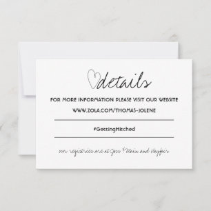 Tarjeta De Confirmación De Asistencia Detalle minimalista del Boda del corazón blanco y