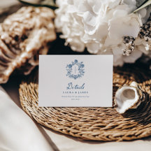 Detalles de Boda Crest Floral Personalizado Azul M