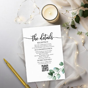 Tarjeta De Confirmación De Asistencia Detalles de Boda de Eucalipto Verde QR