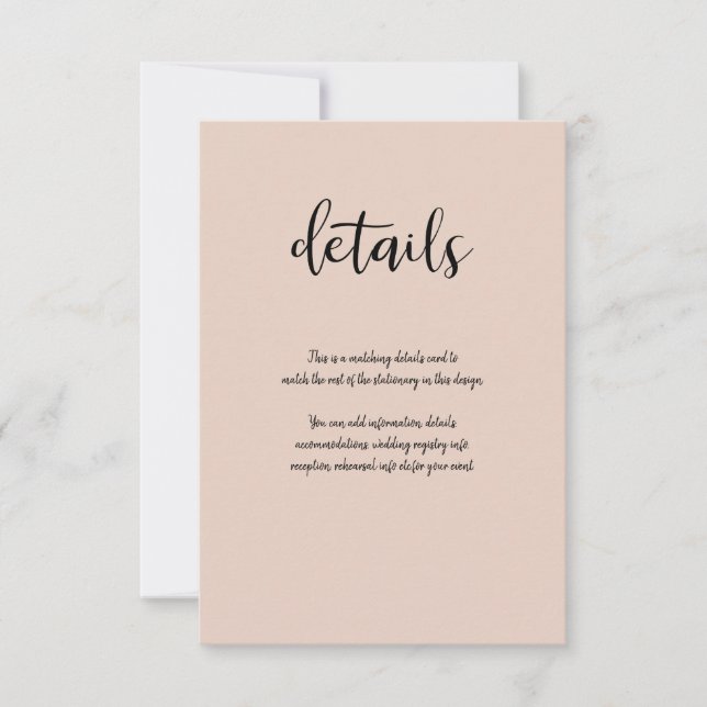 Tarjeta De Confirmación De Asistencia Detalles de boda dorados modernos rosa beige (Anverso)