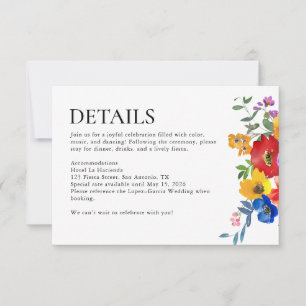 Tarjeta De Confirmación De Asistencia Detalles de Boda Fiesta Floral Colorida México