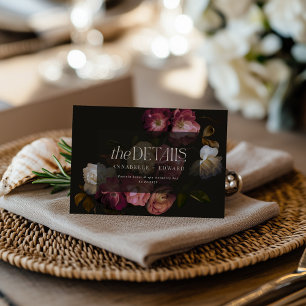 Tarjeta De Confirmación De Asistencia Detalles de Boda Floral Malhumorado Burgundy & Neg