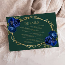 Detalles de Boda Floral Verde Esmeralda Azul Real
