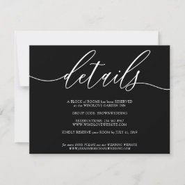 Tarjeta De Confirmación De Asistencia Detalles de Celebración de Boda Moderna Negra