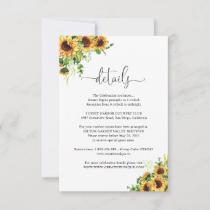 Tarjeta De Confirmación De Asistencia Detalles de la boda con flores amarillas - Tarjeta