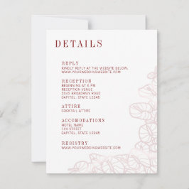 Tarjeta De Confirmación De Asistencia Detalles de la boda de Anthurium y tarjeta de resp