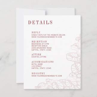 Tarjeta De Confirmación De Asistencia Detalles de la boda de Anthurium y tarjeta de resp