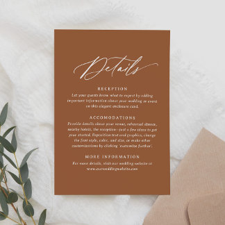 Tarjeta De Confirmación De Asistencia Detalles del Boda de caligrafía del Naranja Quemad