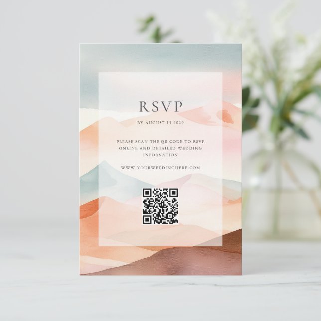 Tarjeta De Confirmación De Asistencia Detalles del Boda del Desierto Pastel Boho (Anverso de pie)