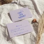 Tarjeta De Confirmación De Asistencia Detalles del Boda Retro Funky Mano Escrito Colorid<br><div class="desc">Una simple y elegante tarjeta de caligrafía rosa y azul retro de boda rsvp. Eso tiene un fondo moderno y vintage de color púrpura pálido con escritura azul escrita a mano. Minimalista y moda con letras audaces y retro . Todo es editable haciendo clic en el botón de personalización.</div>