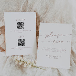 Tarjeta De Confirmación De Asistencia Detalles del código QR rosado de Rubor Moda Boho y