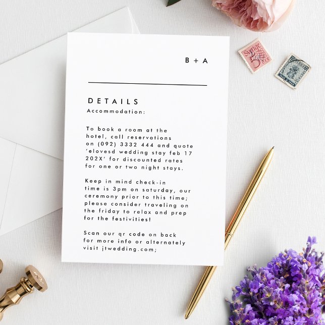 Tarjeta De Confirmación De Asistencia Detalles del Monograma Blanco Negro Moderno Simple (Subido por el creador)