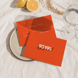 Tarjeta De Confirmación De Asistencia Detalles modernos y coloridos del Boda Retro Funky