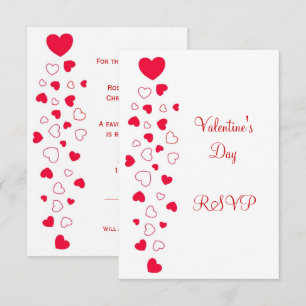 Tarjeta De Confirmación De Asistencia Día de San Valentín de diseño de corazones rojos B
