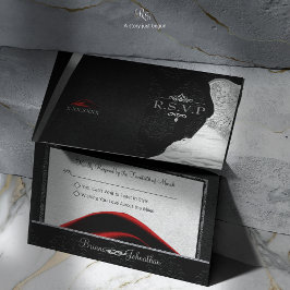 Tarjeta De Confirmación De Asistencia Diamante de los lazos negros