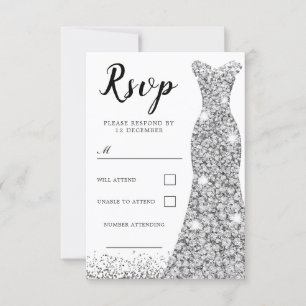 Tarjeta De Confirmación De Asistencia Diamond Sparkle Vestido Todas Las Ocasiones Noche 