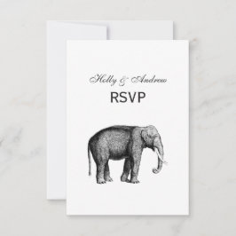Tarjeta De Confirmación De Asistencia Dibujo Antiguo de Elefante