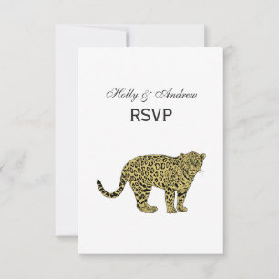Tarjeta De Confirmación De Asistencia Dibujo de gato manchado de leopardo guepardo vinta