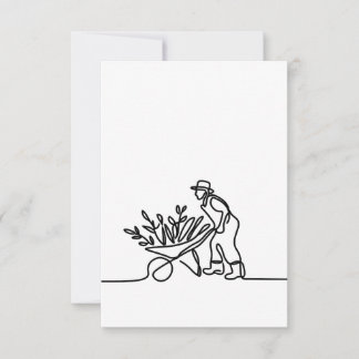 Tarjeta De Confirmación De Asistencia dibujo de línea de un agricultor o jardinero