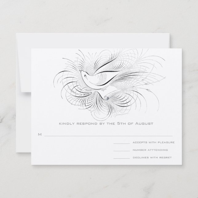 TARJETA DE CONFIRMACIÓN DE ASISTENCIA DINERO VIEJO, AVES DE AMOR, (Reverso)