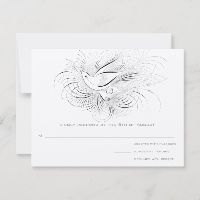 TARJETA DE CONFIRMACIÓN DE ASISTENCIA DINERO VIEJO, AVES DE AMOR, (Reverso)