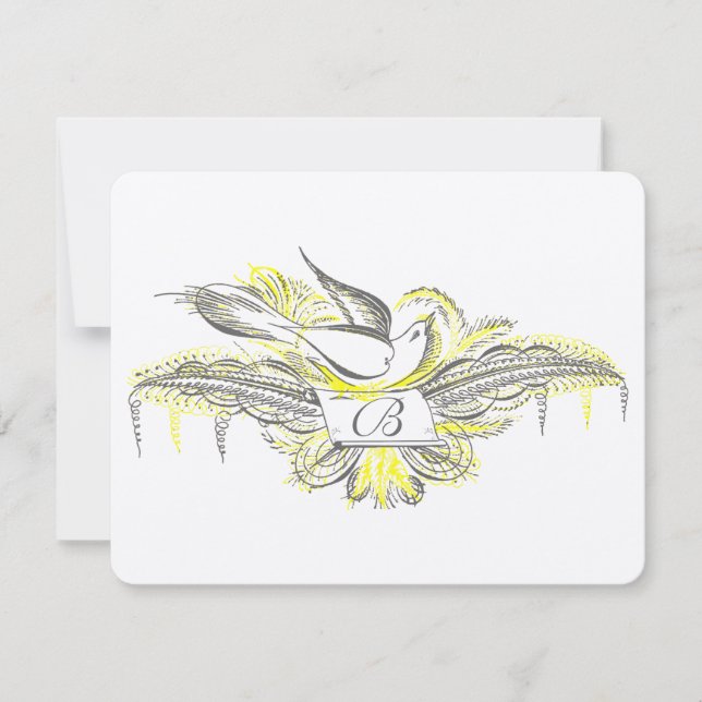 TARJETA DE CONFIRMACIÓN DE ASISTENCIA DINERO VIEJO, AVES DE AMOR, (Anverso)