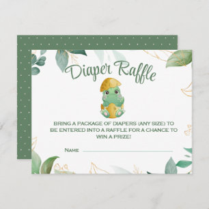 Tarjeta De Confirmación De Asistencia Dino Egg Baby Shower Diaper Raffle Card