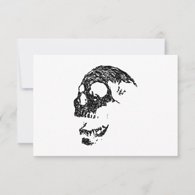 Tarjeta De Confirmación De Asistencia Diseño de cráneo en blanco y negro. (Anverso)