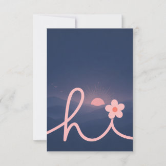 Tarjeta De Confirmación De Asistencia Diseño de puesta de sol de "hi" Script Mountain