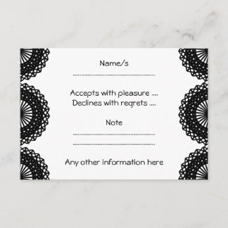 Tarjeta De Confirmación De Asistencia Diseño del patrón de encaje negro. Personalizado