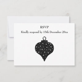 Tarjeta De Confirmación De Asistencia Diseño en baudible de Navidades blancos y negros.