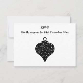 Tarjeta De Confirmación De Asistencia Diseño en baudible de Navidades blancos y negros.
