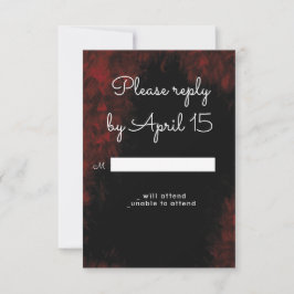 Tarjeta De Confirmación De Asistencia Diseño moderno y apasionado rojo 'n negro Boda RSV