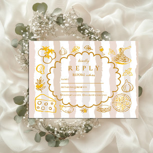 Tarjeta De Confirmación De Asistencia Diseño Neutral de Bodas de comida italiana