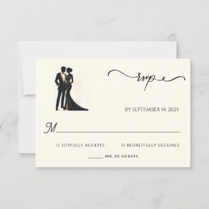 Tarjeta De Confirmación De Asistencia Disfraces Hombres Tuxedo Adulto Negrita Boda de lo