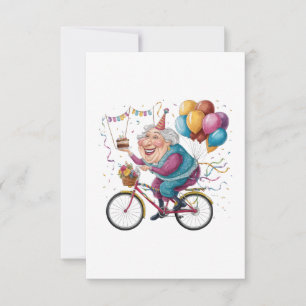 Tarjeta De Confirmación De Asistencia Divertido Cumpleaños Feliz Abuela Regalo Ciclismo