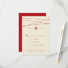 Tarjeta De Confirmación De Asistencia Doble felicidad hadas alumbran matrimonio chino RS