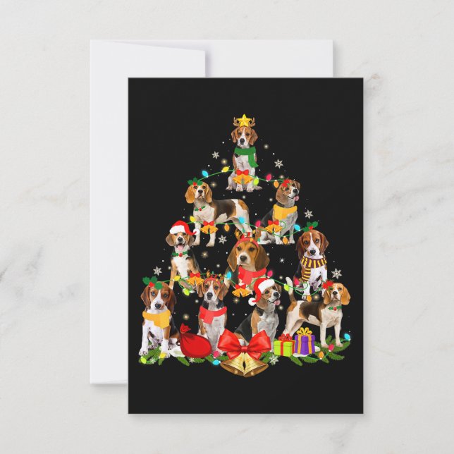 Tarjeta De Confirmación De Asistencia Dog Lover Regalos Beagle Tree Navidades Light (Anverso)