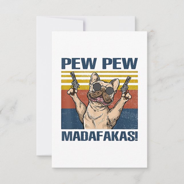 Tarjeta De Confirmación De Asistencia Dog Lovers | Bulldog Pew Pew Madafakas (Anverso)
