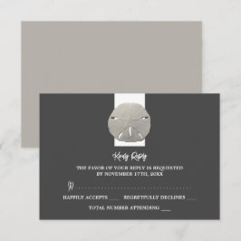 Tarjeta De Confirmación De Asistencia Dólar de arena solitaria - Gris carbonero - Boda