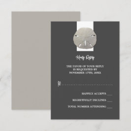Tarjeta De Confirmación De Asistencia Dólar de arena solitaria - Gris carbonero - Boda