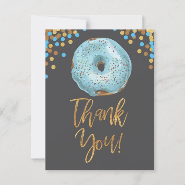 Tarjeta De Confirmación De Asistencia Donut Thank You Card Boy Blue (Anverso)